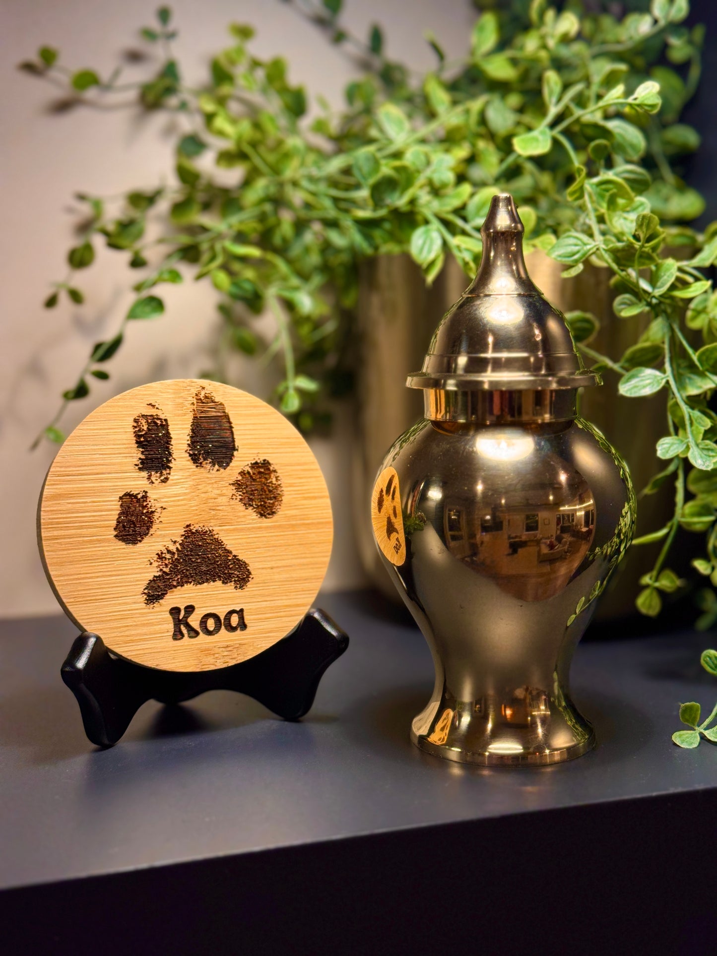 Bamboo Wood Engraved Paw Print