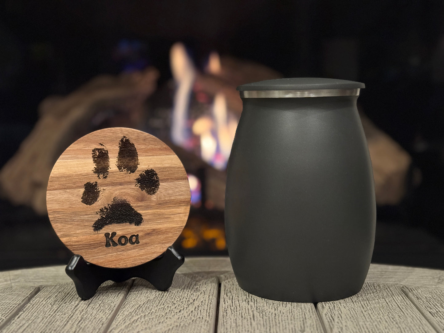 Acacia Wood Engraved Paw Print