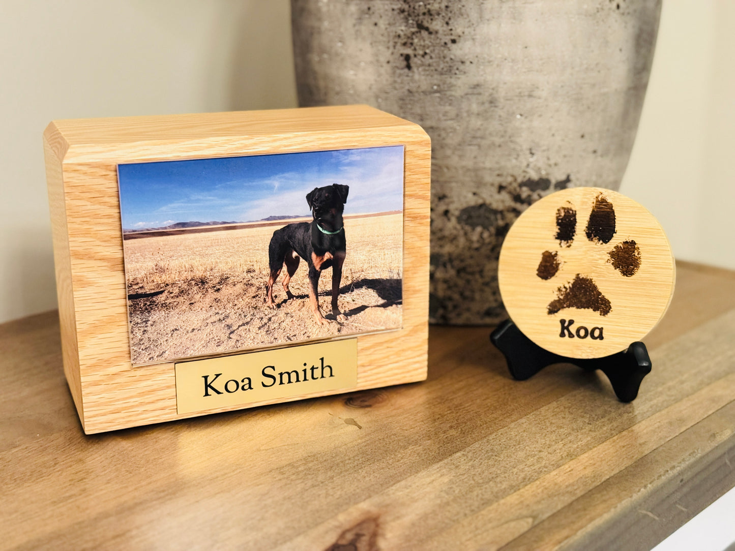 Oak Photo Frame Urn with Name Plate