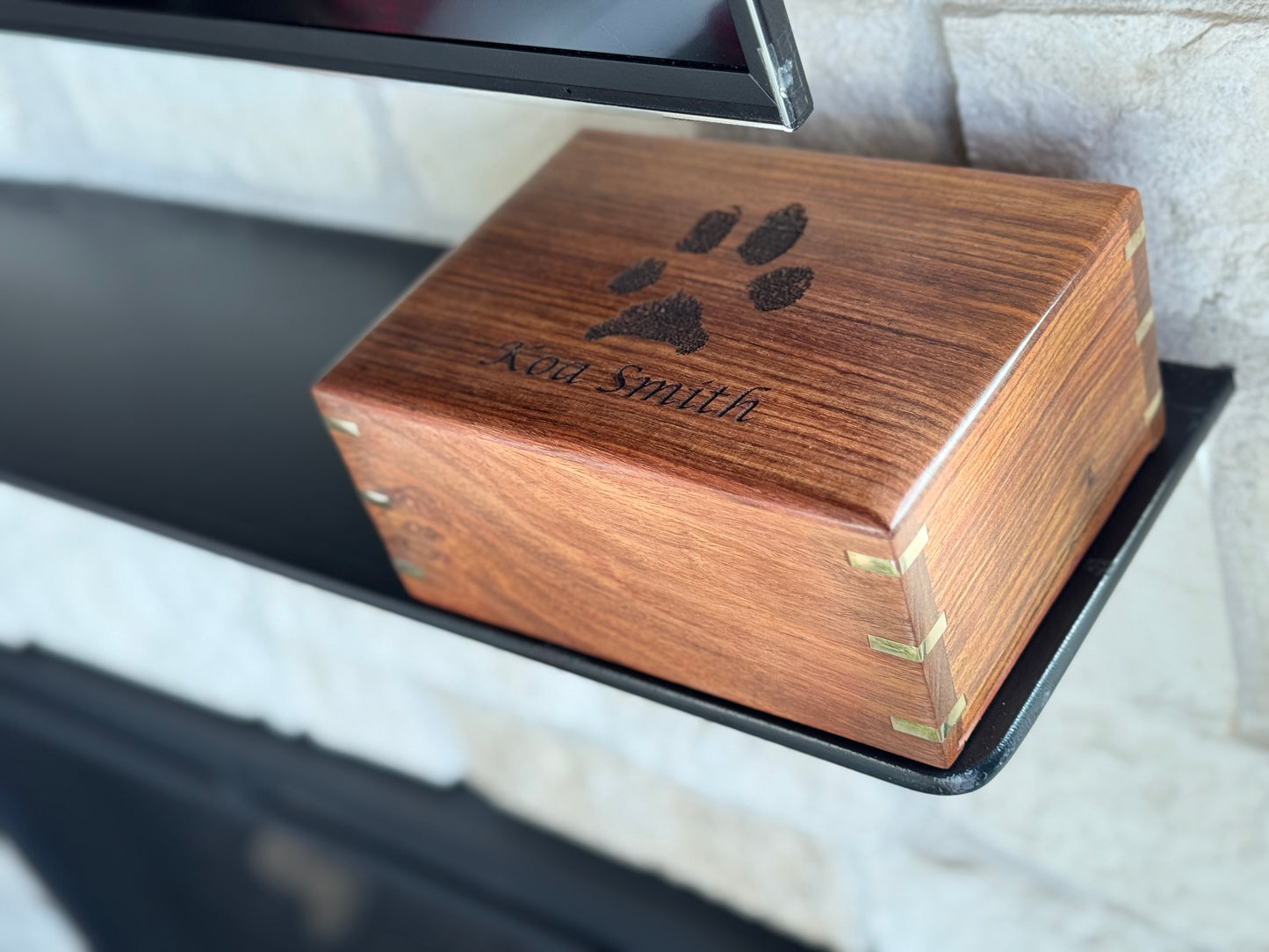 Sheesham Urn with Brass Corners