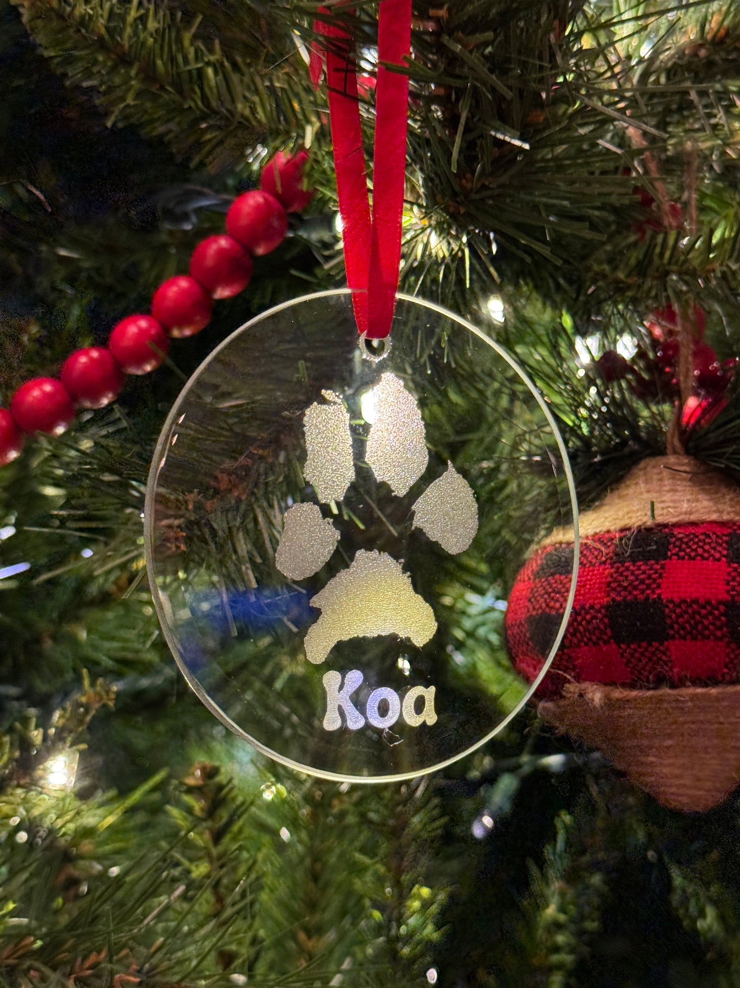 Christmas Ornament Engraved Paw Print