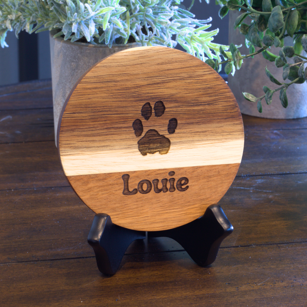 Acacia Wood Engraved Paw Print