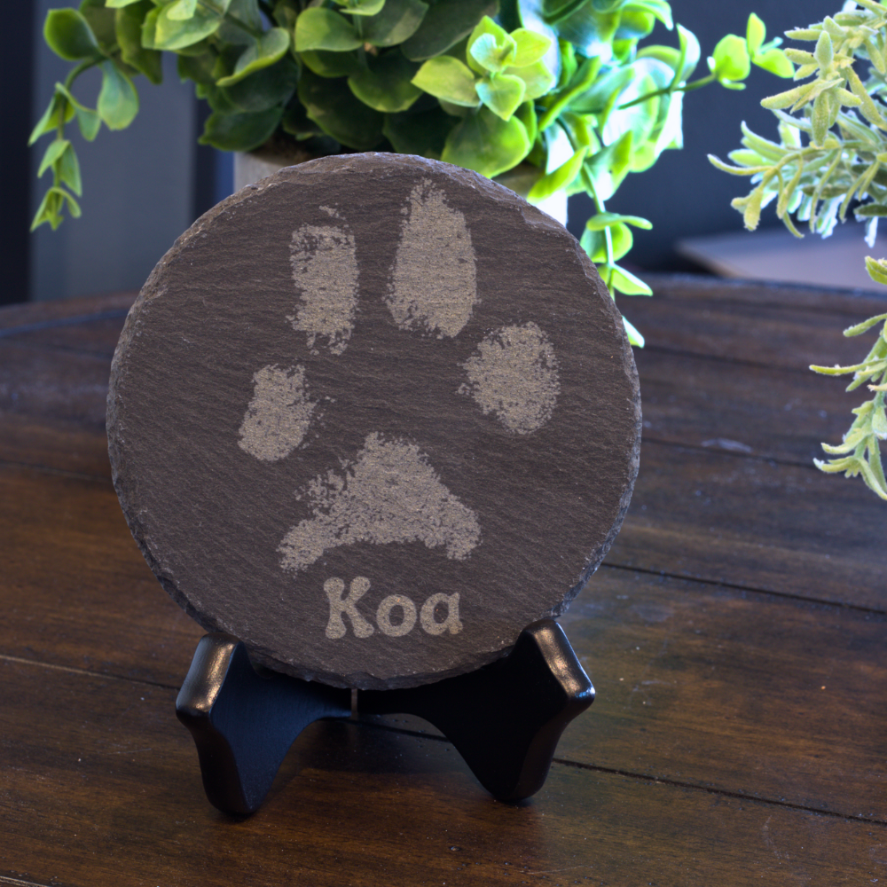 Slate Stone Engraved Paw Print